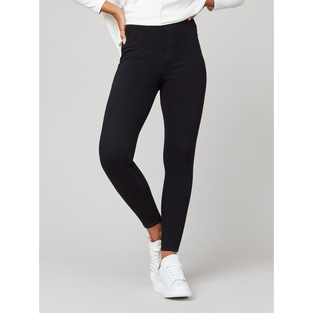 Spanx Jean-ish Ankle Leggings Tummy Shaping Soft Knit 20018R‎ Black Sz Women's M